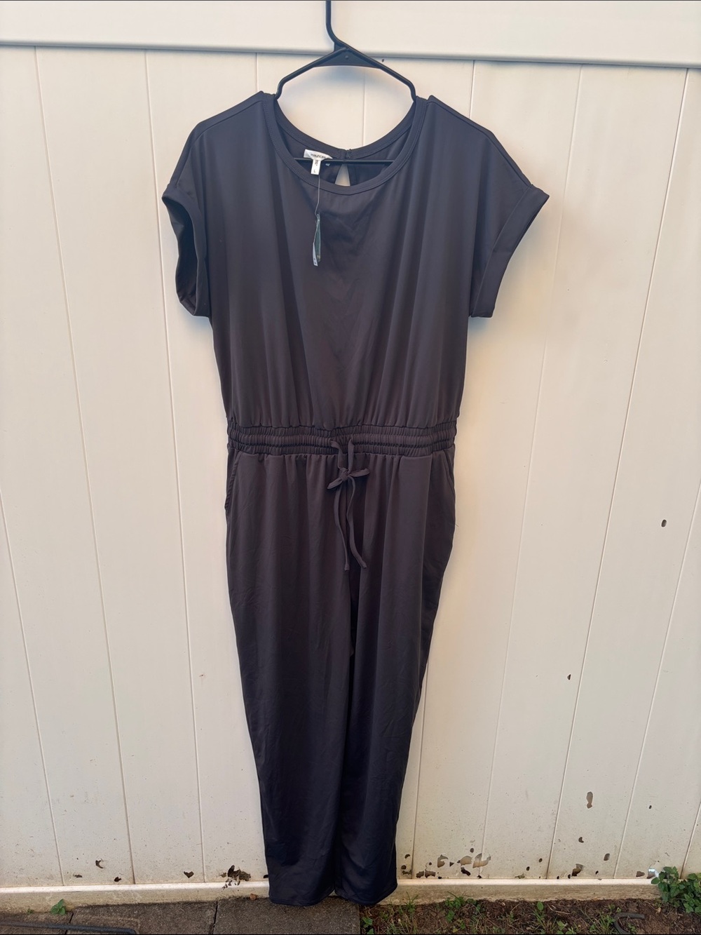 Maurices Black Short-Sleeve Jumpsuit with Drawstring Waist